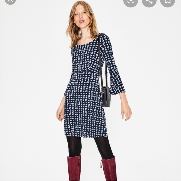 BODEN Navy Flower Press Miriam Tunic Dress Floral Sz 4 NEW - Picture 3 of 14